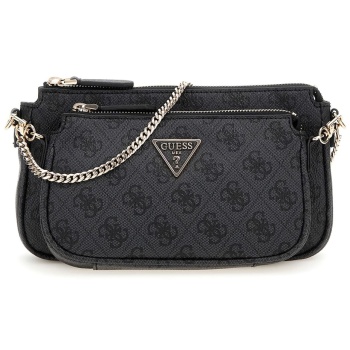 guess τσαντα noelle dbl pouch crossbody hwbg7879710 coal