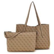 guess γυναικεια τσαντα brenton tote hwlg9648230 latte logo