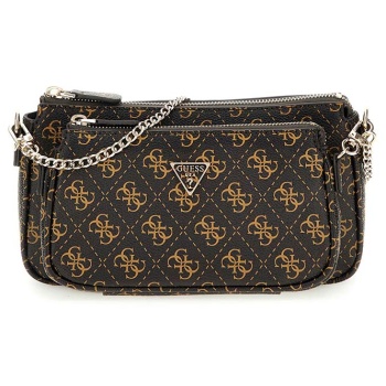 guess γυναικεια τσαντα noelle ii dbl hwqg9672710 brown logo