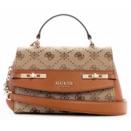 guess melinda logo top handle flap τσαντα γυναικειο hwjp9902200 latte logo