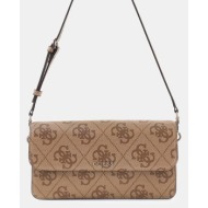 guess sadie flap shoulder bag τσαντα γυναικειο hwos8118190 latte logo