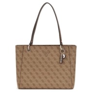guess noelle ii tote τσαντα γυναικειο hwbg9672250 latte logo/brown