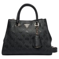 guess cresidia ii society satchel τσαντα γυναικειο hwpd9888070 black logo