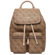 guess manhattan ii flap backpack τσαντα γυναικειο hwsg7118310 latte logo