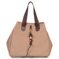 frnc γυναικεια τσαντα eco nubuck treccia ελληνικη 5566 μπεζ