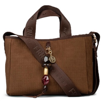 frnc γυναικεια τσαντα eco nubuck treccia ελληνικη 5558 καφε