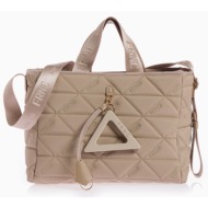 frnc γυναικεια τσαντα water repellent satin ελληνικη 4182 μπεζ