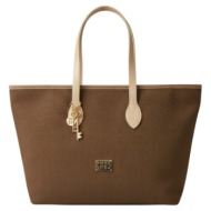 frnc γυναικεια τσαντα water repellent satin ελληνικη 5578 καφε