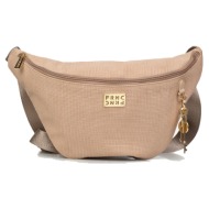 frnc γυναικεια τσαντα water repellent satin ελληνικη 5572 μπεζ