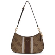 guess γυναικεια τσαντα noelle ii top zip shoulder bag hwss9672180 latte logo/brown