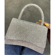 ασημι τσαντακι με στρας ...