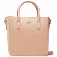 τσάντα lacoste - s shopping bag nf3804kl amande 665 φυσικό δέρμα/grain leather