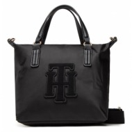 τσάντα tommy hilfiger poppy small tote applique aw0aw13174 bds υφασμα/-ύφασμα