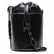 τσάντα karl lagerfeld 220w3021 black φυσικό δέρμα/grain leather