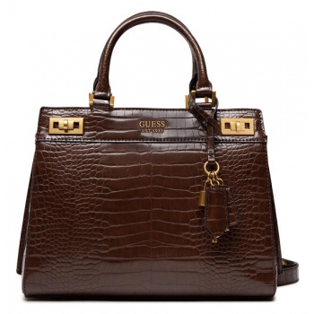 τσάντα guess katey croc luxury satchel hwcb84 94260 bro σε προσφορά