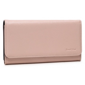 μεγάλο πορτοφόλι γυναικείο semi line 3052-3 ροζ απομίμηση