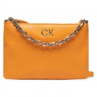 τσάντα calvin klein jeans re lock ew crossbody w chain k60k609115 orange flash scd απομίμηση δέρματο