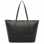 τσάντα lancel w zip tote bag a1209010tu black φυσικό δέρμα/grain leather