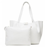 τσάντα patrizia pepe 8b8895/l030-w303 white croco φυσικό δέρμα/grain leather