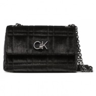 τσάντα calvin klein re-lock ew conv xbody velvet k60k610196 bax ύφασμα - ύφασμα