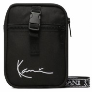 τσάντα karl kani signature tape messenger bag 4002484 black/white υφασμα/-ύφασμα