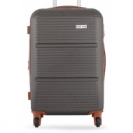 μεσαία σκληρή βαλίτσα semi line t5583-4 καφέ υλικό/-υλικό υψηλής ποιότητας