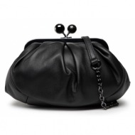 τσάντα weekend max mara prati 55160122600 black 007 φυσικό δέρμα/grain leather