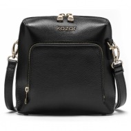 τσάντα kazar carin 55742-01-00 black φυσικό δέρμα - grain leather