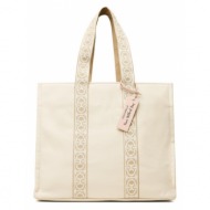 τσάντα coccinelle nhl never without bag ribbon e1 nhl 18 01 01 natural n25 υφασμα/-ύφασμα