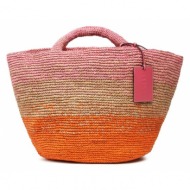 τσάντα manebi natural raffia panier v 6.8 ak tan pink and orange degrade υλικό/-υλικό υψηλής ποιότητ