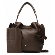 τσάντα weekend max mara savio 2355110832 brown 600 φυσικό δέρμα/grain leather