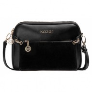 τσάντα kazar rita 55753-05-n0 black φυσικό δέρμα - grain leather