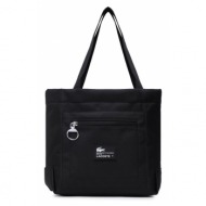 τσάντα lacoste s shopping bag nf4197we noir patch l51 υφασμα/-ύφασμα