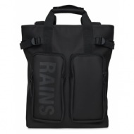 σάκος rains texel tote backpack w3 14240 black υφασμα - ύφασμα με επικάλυψη