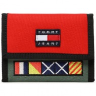 μεγάλο πορτοφόλι ανδρικό tommy jeans tjm heritage trifold am0am11208 mbg υφασμα/-ύφασμα