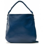 τσάντα creole k11362 blu jeans d24 φυσικό δέρμα - grain leather