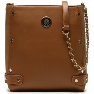τσάντα monnari bag5610-017 jasny brąz φυσικό δέρμα/grain leather