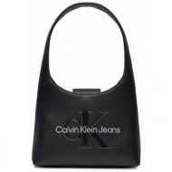 τσάντα calvin klein jeans sculpted arch shoulderbag22 mono k60k611548 black/metallic logo 0gl απομίμ
