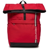 σακίδιο tommy hilfiger th monotype rolltop backpack am0am11792 primary red xlg ύφασμα - ύφασμα