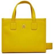 τσάντα tommy hilfiger th city small tote aw0aw15691 valley yellow zh3 απομίμηση δέρματος/-απομίμηση 