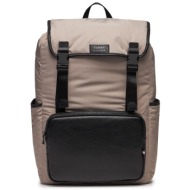 σακίδιο tommy hilfiger th lux nylon flap backpack am0am11817 smooth taupe pkb ύφασμα - ύφασμα