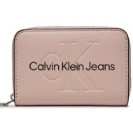 μεγάλο πορτοφόλι γυναικείο calvin klein jeans sculpted med zip around mono k60k607229 pale conch tft