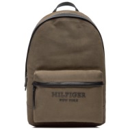 σακίδιο tommy hilfiger th prep classic backpack am0am11813 olive mr9 ύφασμα - ύφασμα