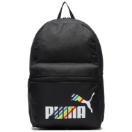 σακίδιο puma phase aop backpack 78046 black-love is love 12 ύφασμα - ύφασμα