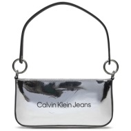 τσάντα calvin klein jeans sculpted shoulder pouch25 mono s k60k611857 silver 0im απομίμηση δέρματος/
