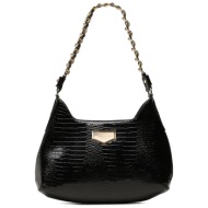 τσάντα monnari bag1760-020 czarne lakierowane croco απομίμηση δέρματος/-απομίμηση δέρματος