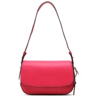 τσάντα lauren ralph lauren maddy 24 431897375008 sport pink φυσικό δέρμα - grain leather