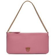 τσάντα pinko horizontal flat pe 24 pcpl 102747 a0f1 pink p31q φυσικό δέρμα/grain leather