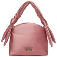 τσάντα pinko knots mini pouch satin pe 24 pltt 102770 a1ka pink n98 ύφασμα - ύφασμα