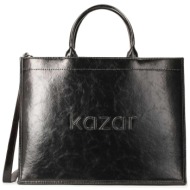 τσάντα kazar kole 77091-01-00 czarny φυσικό δέρμα - grain leather